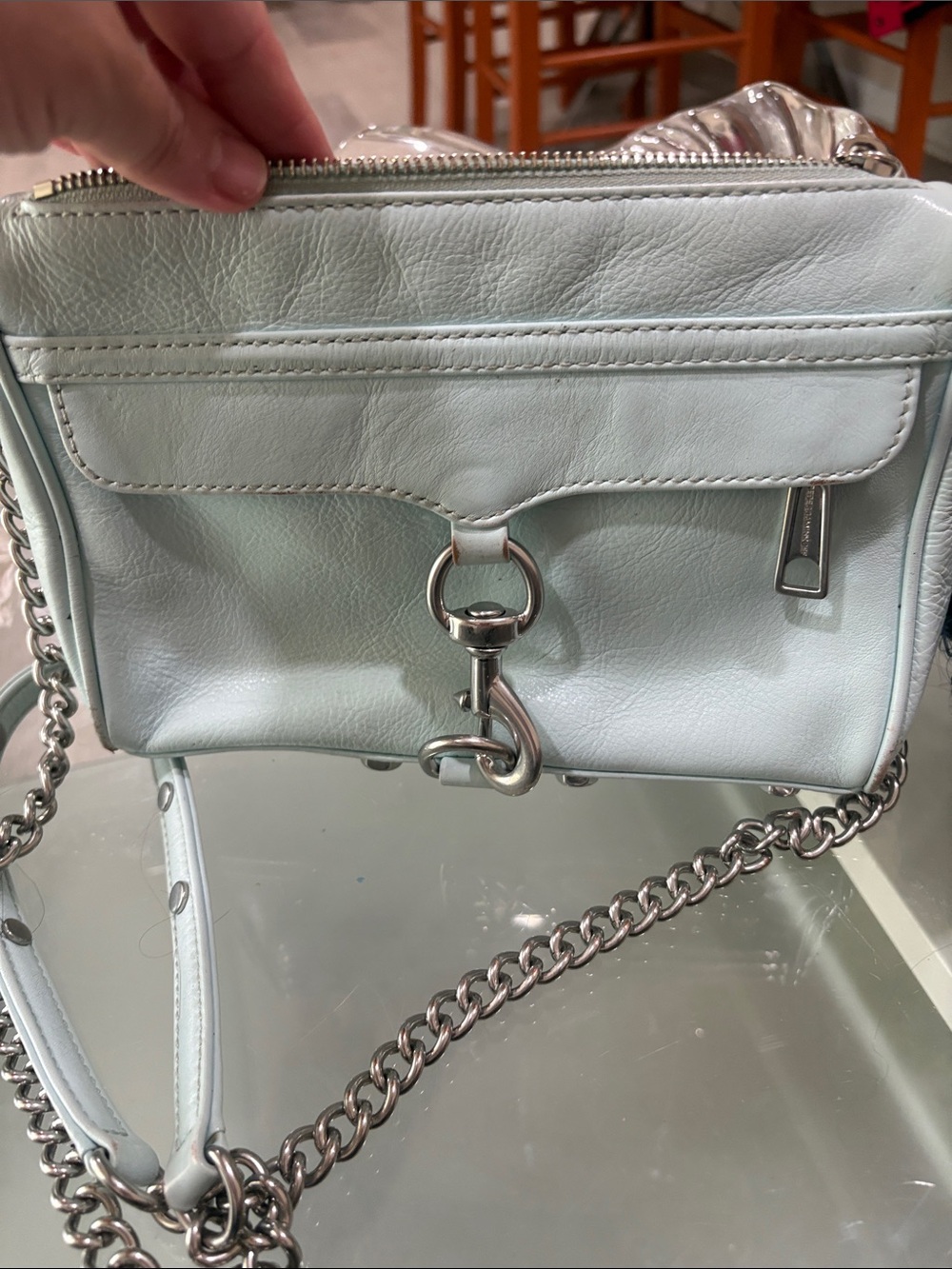 Rebecca Minkoff MAC mojito green mint leather crossbody clutch bag - Picture 3 of 6